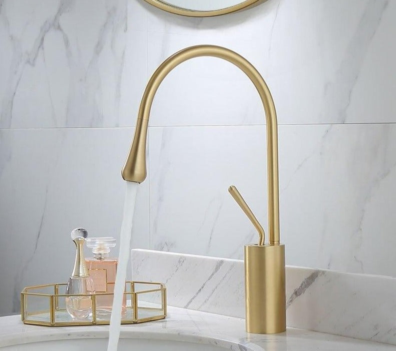 Raffeto - Brass Gooseneck Bathroom Faucet
